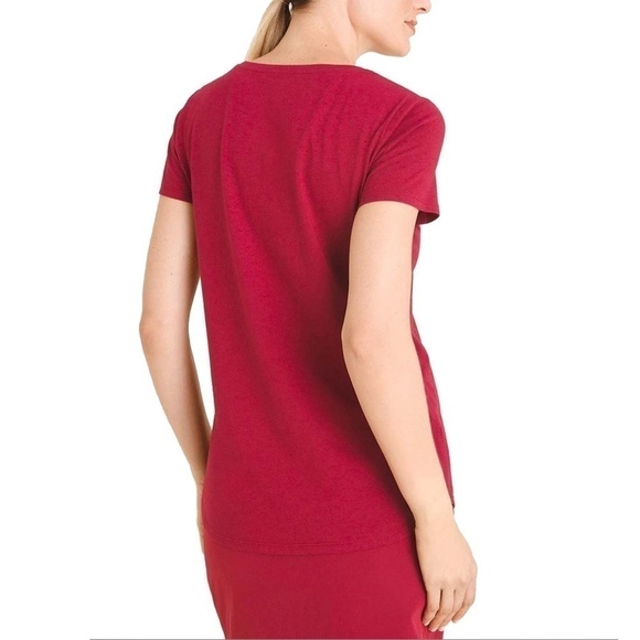 🌸 WINE, eh? Chico's Zenergy Red, White and Wine Shirt top tee shirt Cherry Red - Picture 4 of 9